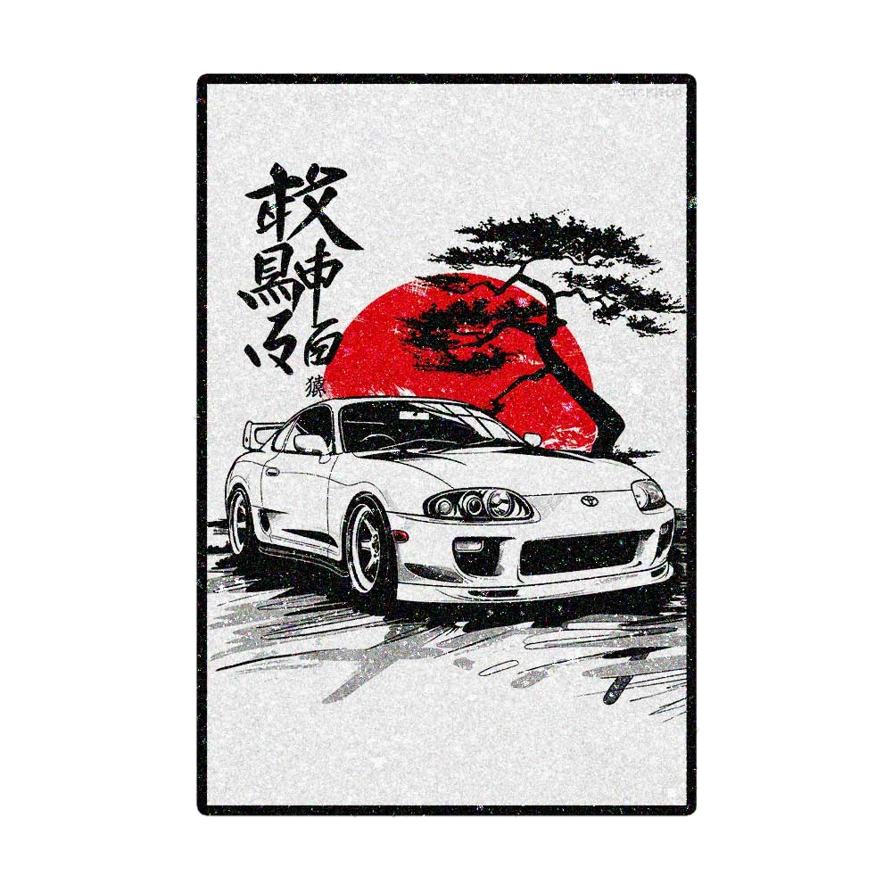 Sports Car Sketch Art Glitter Sticker